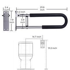 Botabay Handicap Grab Bars Rails 23.6 Inch Toilet Handrails Bathroom Safety Bar