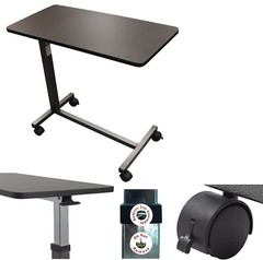 Overbed Table Tray Hospital Bed Rolling NonTilt Adjustable Height Food Cart Desk