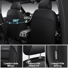 Memory Foam Seat Covers Front, Airy Cool Mesh Thick Car Seat Covers, black