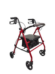 iLIVING ILG800R Burgundy Rollator Walker Heavy Duty, Adjustable Easy Fold design