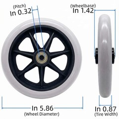 2Pcs 6 Inch Greyish Wheels for Walker – Universal Hard 6 inches, Light Whtie