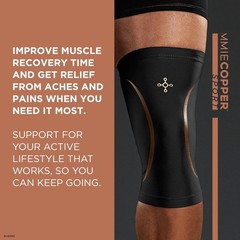 Tommie Copper Knee Compression Sleeve (L/XL, Black), 15-20 mmHg, 4D Stretch & No