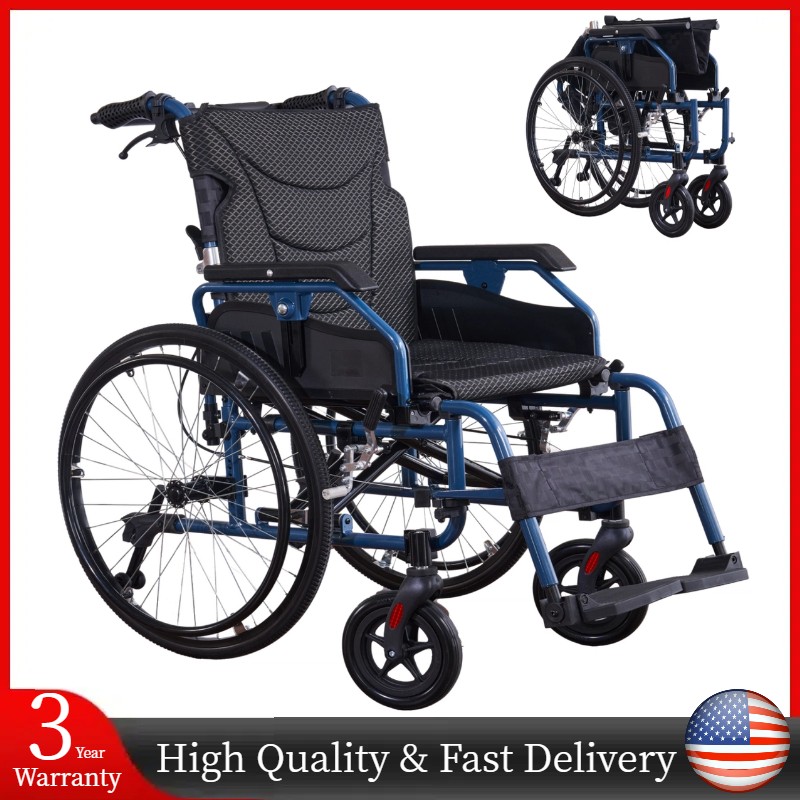 Aluminium Multi-functional Manual Wheelchair One-button Adjustable Handrail FDA