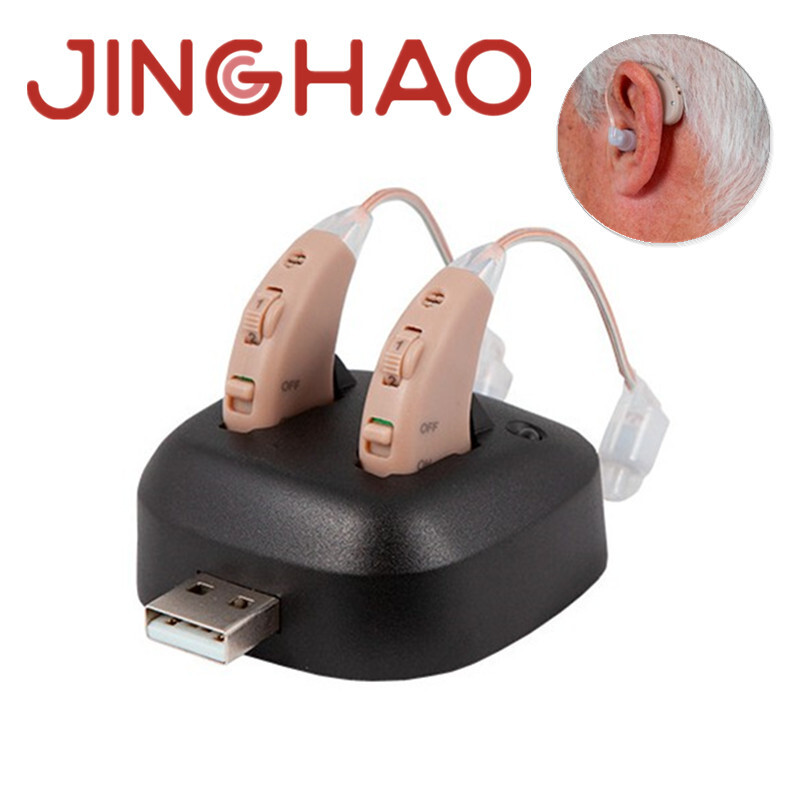 JINGHAO 1 Pair Hearing Aids Rechargable BTE Hearing Amplifiers–18H Working Time