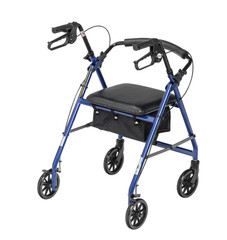 Drive Medical Four Wheel Rollator Rolling Walker with Fold Up Removable Back Sup