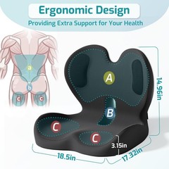 Ergonomic Memory Foam Seat Cushion with Lumbar Support for Office & Car – Pain R