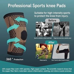 1 PCS Compression Knee Brace for Men, Women, Copper Compress Sleeve Top Quality