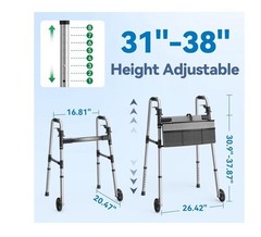 Loyoda Folding Walker with Basket and Glide Skis, 5″ Wheels Lightweight