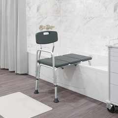 HERCULES Series 300 Lb. Capacity Adjustable Gray Bath & Shower Transfer Bench W/