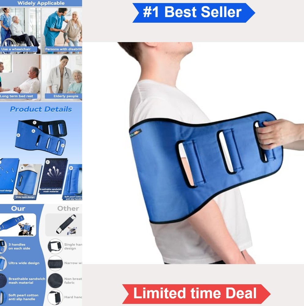 Patient Transfer Sling Heavy Duty 380 LBS Capacity Gait Belt for Elderly