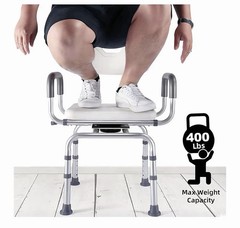 PETKABOO 360° Swivel Shower Chair with Armrests & Backrest Portable Bath Seat