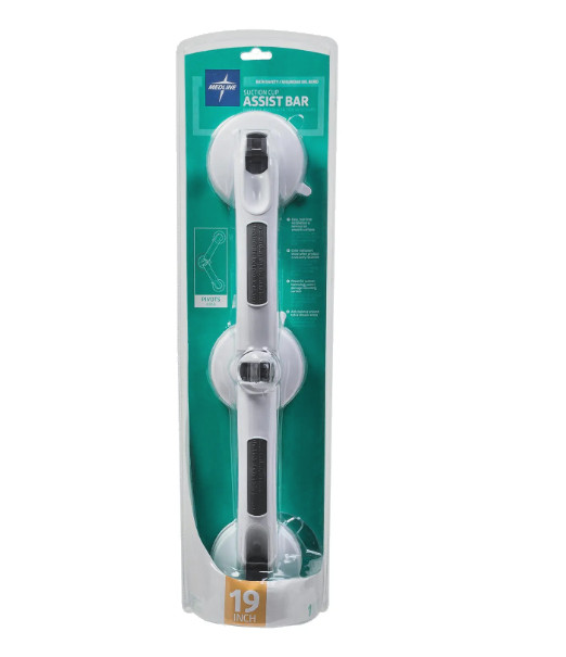 Medline Bath Safety Suction Cup Assist Bar, 19 Inch- NEW IN PACKAGE