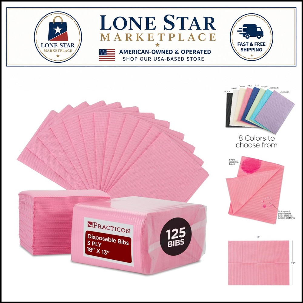 Durable 125 Pack Pink Waterproof Paper Bibs – Great for Nails, Tattoos & More