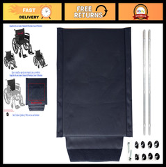 Universal Wheelchair Replacement Back 16″x17″ Nylon Fabric with Storage Bag & Ha