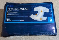 Medline Extendedwear Adult Briefs, 30 Count 19-31in, Anti Leak Guard Small 26