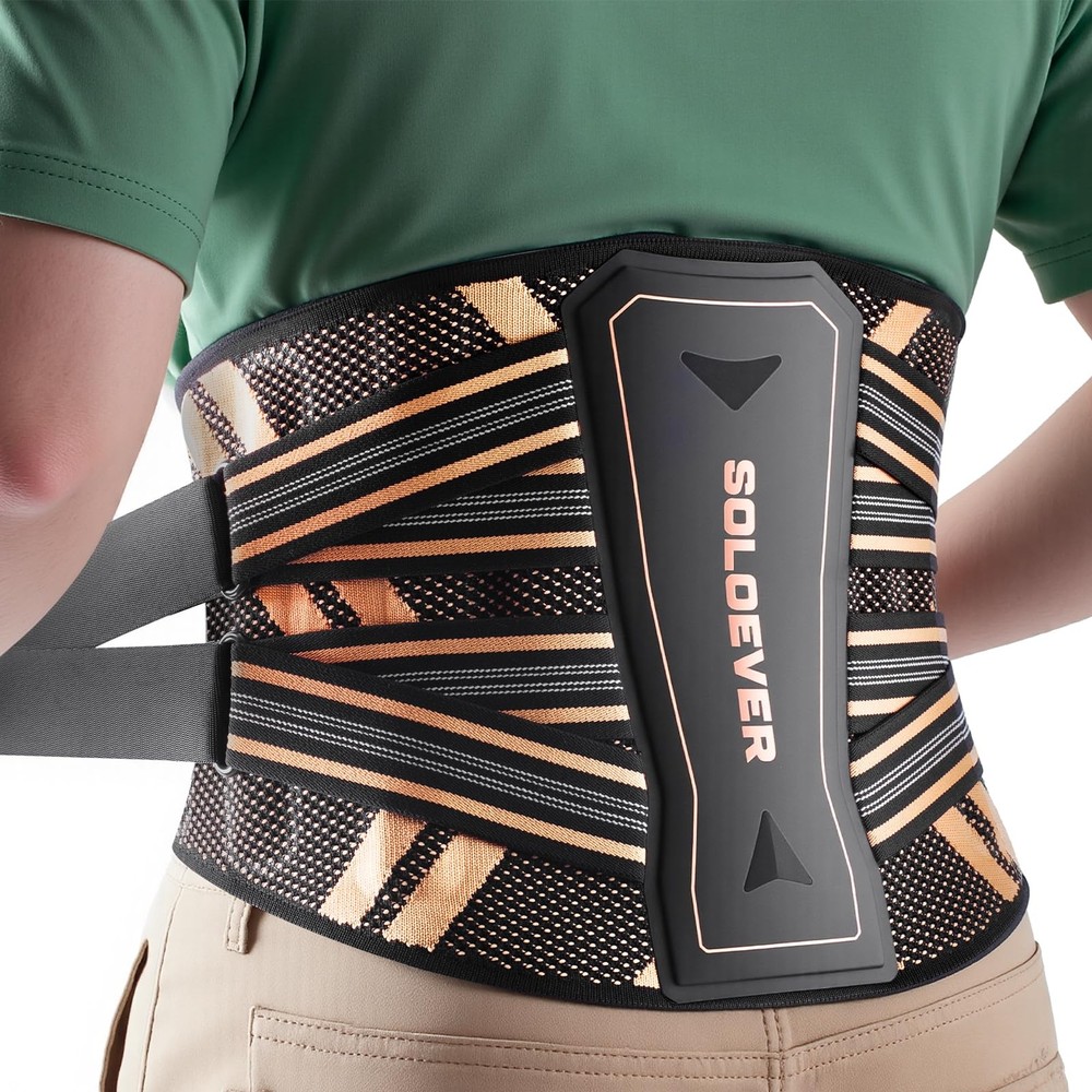 Ultra Breathable Back Brace for Lower Back Pain Relief,[Medical Grade & Coppe…