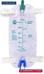 5 Pack Easy-Tap Catheter Leg Bags, 500ml Urinary Drainage Bag, Anti-Reflux Valve