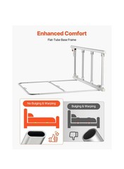 Foldable Fold-Down Steel Bed Rail Safety Guard, Silver/White for Elderly Adults.
