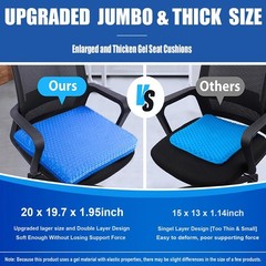 20″ Gel Seat Cushion for Long Sitting Jumbo Thick – 20×19.7×1.95inch, Blue