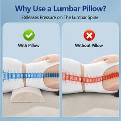 – 3.15″H*23.6″L – Soft Lumbar Pillow for Sleeping, Memory Foam Back Lumbar Cu…