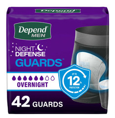Depend Guards Incontinence Pads for Men, Overnight Absorbency, 42 Count