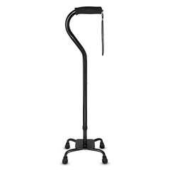 RMS Quad Cane – Adjustable Walking with 4-Pronged Base for Extra Black