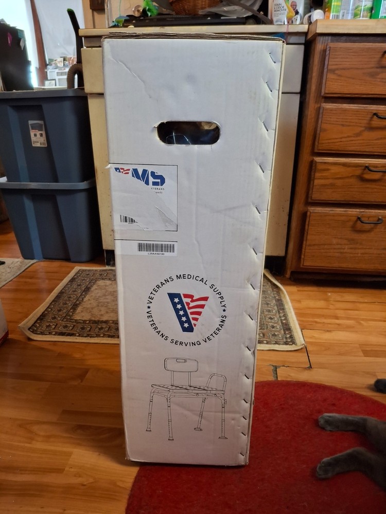 Transfer Bench Shower Chair With Back 300lb. New B3300-1 Veterans Adjustable