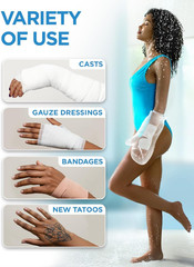100% Waterproof Cast Covers for Shower Arm – Tight 3 Count (Pack of 1), Clear