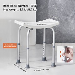 VEVOR Shower Chair Seat 350lb Bath Stool Padded Height Adjustable Bathtub Shower