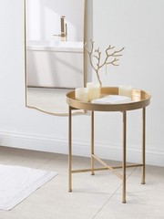 Kate And Laurel Celia Glam Round Side Table 18.25 X 18.25 X 22 Gold Modern