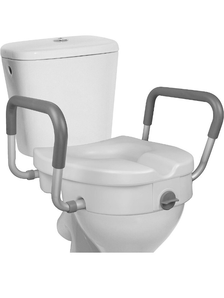 RMS- 5″ Raised Toilet Seat With Rails- White- TSR-500WH- Free Shipping- New