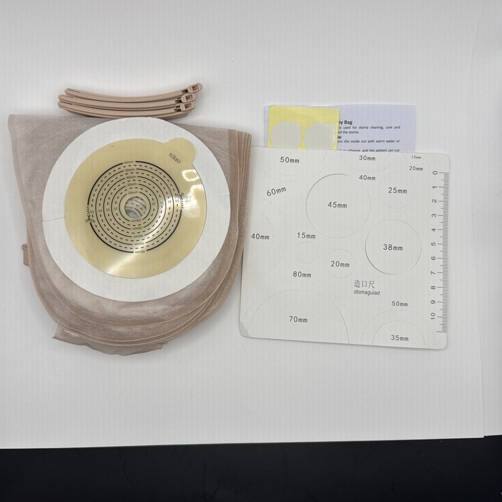 10Pcs Ostomy Bags Colostomy Supplies Stoma Cut to Fit One-Piece System 4 Clips