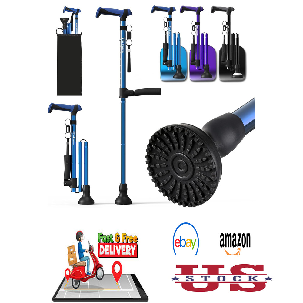 Adjustable Walking Cane for Men and Women, Heavy Duty All Terrain Collapsible