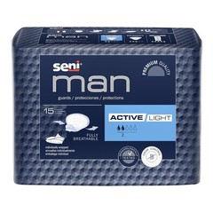 Seni Man Active Guards, Male Incontinence Bladder Control Pads, 7-1/2″ x 9-3/10″