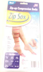 NEW (in pkg) 1 Pair ZIP SOX Beige Zip Up Nylon Blend Compression Socks S/M