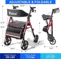 Walkers for Seniors with seat, Rollator Walker with Seat, Walkers for Seniors…