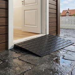 No-Install Rubber Threshold Ramp for Doorways & Garage Entrances Indoor Outdoor