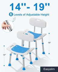 Shower Chair 400 lbs Heavy Duty Adjustable Height Removable Back White