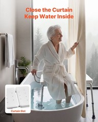 400Lbs Heavy Duty Tub Transfer Bench Shower Chair w/ Back & Shower Curtain Slot