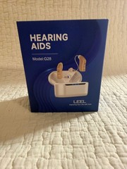 LEEL G28 BTE OTC Rechargeable Hearing Aids Pair Tan Charging Case LCD Display