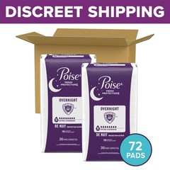 Overnight Incontinence & Postpartum Pads, Extra Coverage, 72 Count, 8 Drop Absor