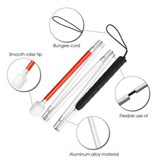 Blind Cane Stick – Mobility Reflective Red-White Foldable Walking Baston para