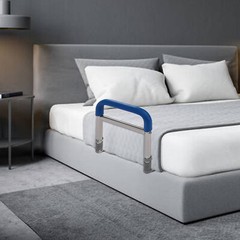 Adjustable 304 Stainless Steel Bed Rail Handrail With Rubber Grip Blue/Silver