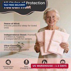 MKISS Bed Pads with Adhesive Strip 30″x36″, 50 Count, Thick Absorbent Incontinen