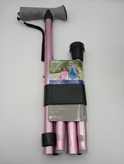 Pink Soft Grip Walking Cane Adjustable Height With Wrist Strap New