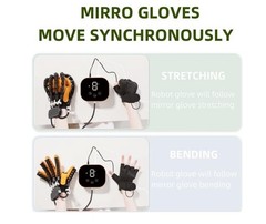 GENDOING XL Adjustable Robot Rehab Glove Right Hand Finger Training Black/Orange