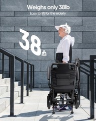 Ultra Lightweight 38Lb Easy Foldable Electric Power Wheelchair for Seniors Adult