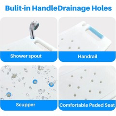 Adjustable Shower Chair 350Lb Bath Seat Non-Slip Adjustable Shower Stool Bench