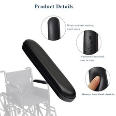 Universal Padded Armrests for Wheelchairs – Black Replacement Arm Pads (10pcs)