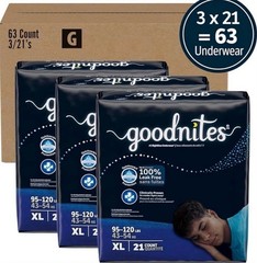 Goodnites Nighttime Bedwetting Underwear, Boys‘ XL (95-140 lb. 63 Ct